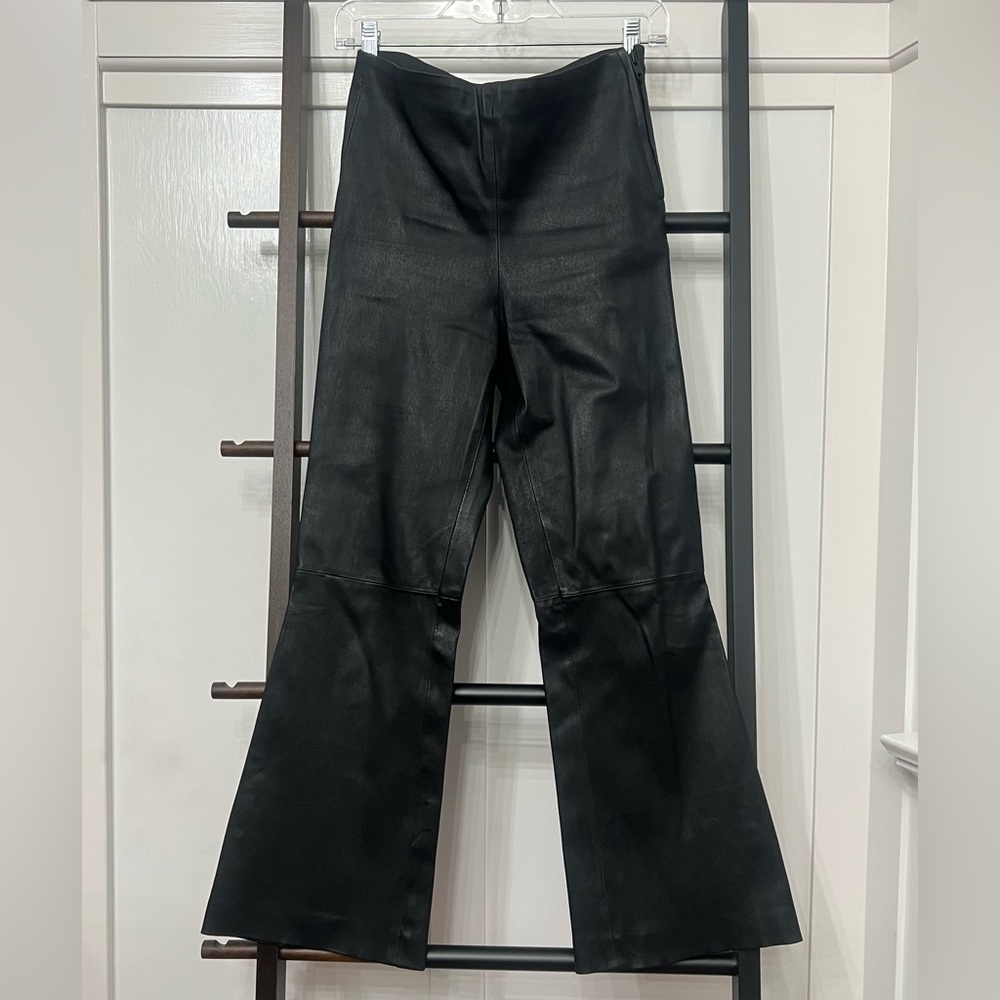 Zara leather flared trouser.